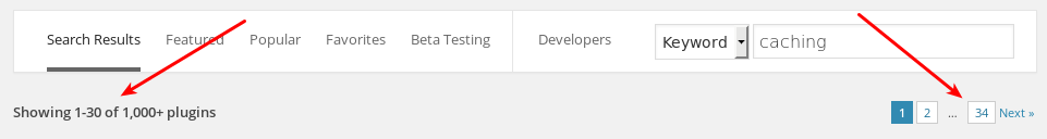WordPress Plugin Search Bar with 1000+ results