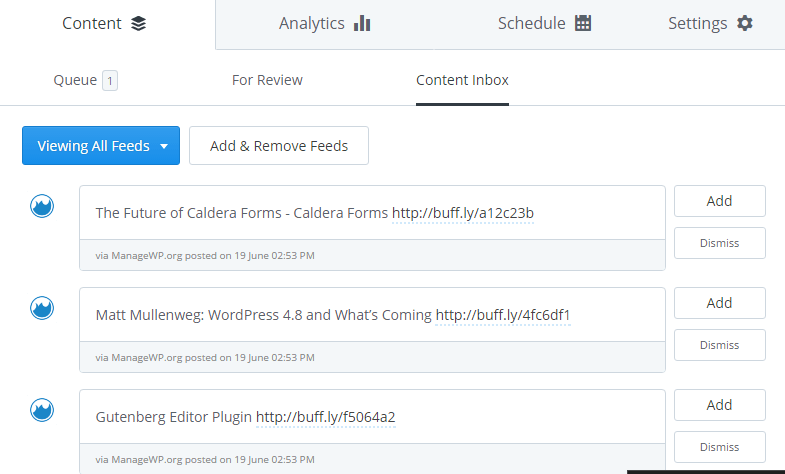 buffer content inbox