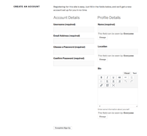 BuddyPress registration form