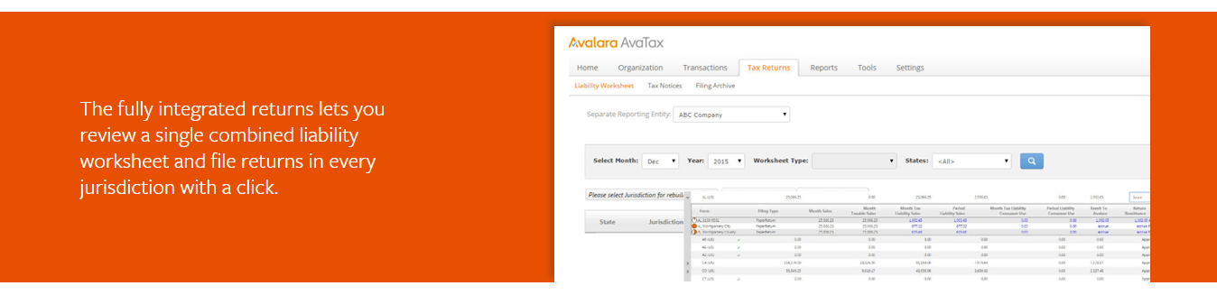 Avalara tax returns