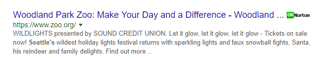 Featured snippet for Google search: zoo Seattle
