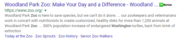 Featured snippet for Google search: zoo Washington State