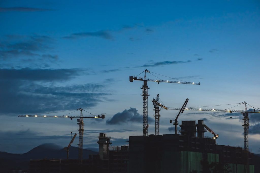 skyline of cranes and half built skyrises