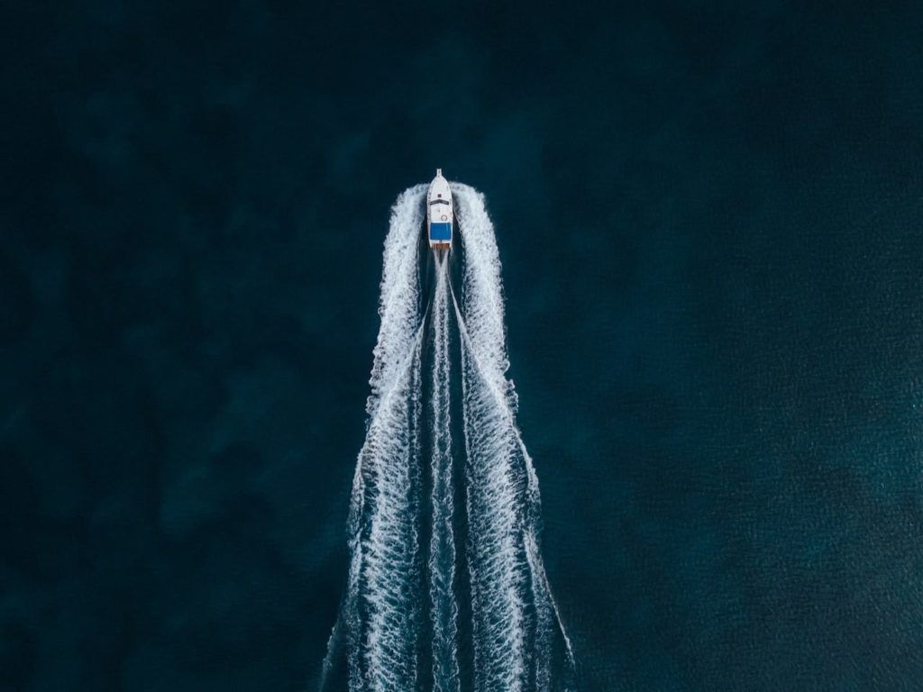 Arial view of speed boat