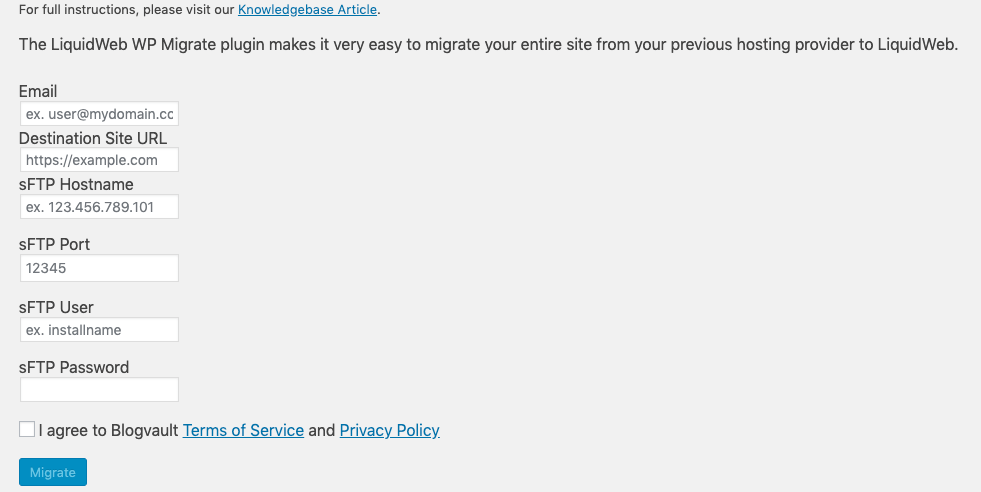 LiquidWeb Migration Plugin